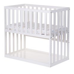 Bedkant Wieg + Wielen - 54x94 Cm - Hout - Wit