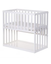 Bedkant Wieg + Wielen - 54x94 Cm - Hout - Wit