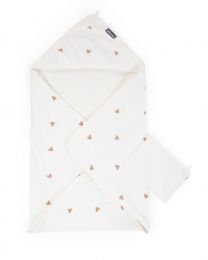 Baby Badcape + Washandje - 80x80 Cm - Jersey - Hearts